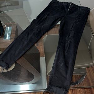 Womens black distressed jeans